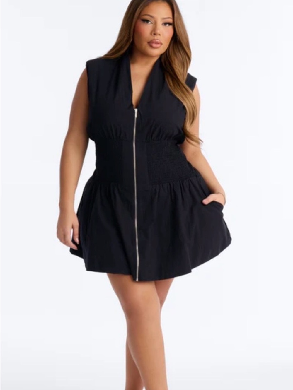 Catherines Black Zip-Front Jacket with Gold Zipper